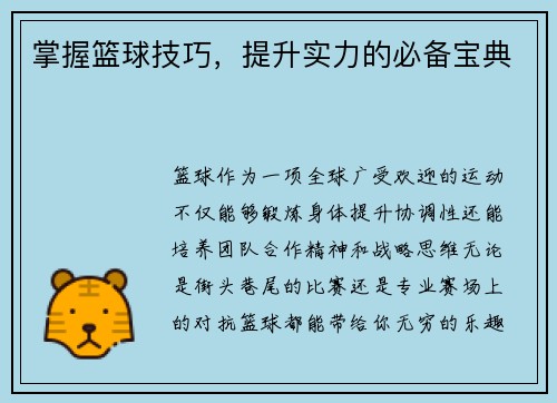掌握篮球技巧，提升实力的必备宝典
